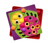 Toyvian Bottoni Mosaico Fungo Colorati con Piastra e Schede Puzzle Educativo per Gioco Prescolare per Sviluppo Coordinazione e Motricità Fine Colore Casuale Colore Casuale