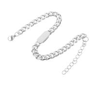 Toyvian Bracciale Uomo Donna in Acciaio Inossidabile Argento Design Catena Maglia e Ossa Stilizzate Personalizzabile con Incisioni Stile Hip Hop Unisex per Uso Quotidiano e Feste