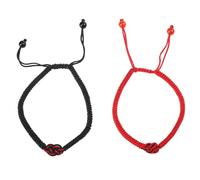 Toyvian Braccialetti da Coppia Intrecciati Nodo Concentrico, Bracciale Regolabile in Corda Rossa e Nera Agata, Gioielli da Polso Commemorativi per San e Anniversari