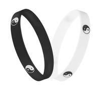 Toyvian Braccialetti in Silicone Yin Yang per Donna e Uomo, Set di Due, Design Tai Chi, Colore Bianco e Nero, Accessorio Sportivo Unisex per Utilizzo Quotidiano e Regali