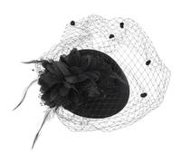 Toyvian Cappello Fascinator Donna Retrò Nero con Rete e Piume, Accessorio per Capelli in Ferro e Tessuto, Raffinato per Tea Parties e Cocktail Parties