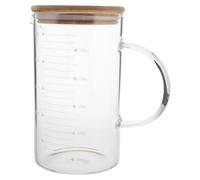 Toyvian Caraffa in Vetro con Coperchio da 1000ml con Manico, Misurino Graduato Trasparente con Design Elegante per Uso Quotidiano in Cucina