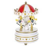 Toyvian Carillon a Forma di Cavallo da Giostra Rotante Meccanico Bianco, Scatola Musicale Natalizia e Regalo di Compleanno per Donne, Decorazione Artigianale Melodie Rilassanti per Casa