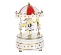 Toyvian Carillon a Giostra Rotante in Legno Bianco Carillon Meccanico Compatto Movimento Manuale Decorazione Natalizia e Regalo per Compleanno Donna Ufficio