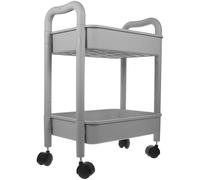 Toyvian Carrello Portaoggetti in Plastica a Due Livelli Ruote, Organizer Multiuso per Bagno e Cucina, Scaffale Mobile Salvaspazio per Ufficio e Saloni di Bellezza