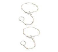 Toyvian Cavigliera da Sposa Perle Simulate 2 Pezzi Catena Decorativa per Piedi Leggera e Delicata Gioielli da Sposa alla Moda per Feste Spiaggia e Uso Quotidiano