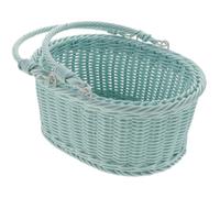 Toyvian Cestino da Picnic Intrecciato a Mano Manico, Blu PP | Stile Rustico Vintage, Resistente allo Sbiadimento, per Pane e Verdure, Mercati Contadini e Gite