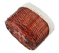 Toyvian Cestino per Bicicletta Vintage in Rattan Tessuto Portatile e Robusto Come Cestino Anteriore per Bici Bambina Donna Multiuso per Frutta e Verdura Colore Marrone