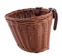 Toyvian Cestino Portaoggetti Anteriore in Vimini Marrone, Flessibile e Durevole, Cinghie in Pelle Sintetica, per Bici e Triciclo Ragazzo Ragazza