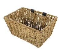 Toyvian Cestino Portaoggetti Anteriore per Bici Intrecciato in Materiale Durevole Cinghia in Pelle, Cestino Staccabile Quadrato per Bicicletta, Accessorio per Bici da Città Colore Casuale