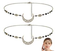 Toyvian Ciondolo a Luna in Cristallo per Donne e Ragazze Catene per Chioma Bohemien 2 Pezzi Accessori per Chioma in Lega, Resistenti allo Sbiadimento da Indossare Ogni Giorno