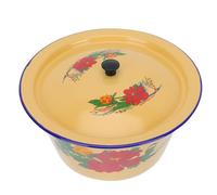 Toyvian Ciotola Smaltata Vintage con Coperchio in Smalto Pratica e Comoda per Uso Cucina, Design Retrò Semplice, 1 Pezzo per Contenitore Spezie e Miscelazione