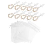Toyvian Collana di Perle in Legno per Battesimo, 10 Set con Crocifisso | Bianco, con Sacchetti in Mesh, Compatto e Leggero, Adatto a Prima Comunione e Prima Confessione