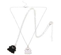 Toyvian Collana Fantasma per Donna e Uomo Ciondolo a Catena in Lega, Set 2 Pezzi Collane Gotiche Halloween per Coppie, Accessorio Regalo Studentesse e Amanti Stile Gotico