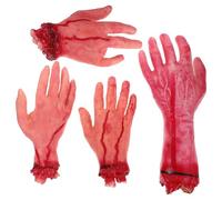 Toyvian Confezione da 4 mani artificiali con sanguinamento separato, oggetti di scena realistici per Halloween, mani spaventose per case infestate, carnevale, cosplay zombie e feste