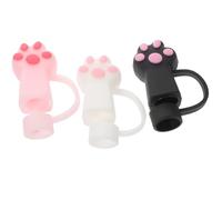 Toyvian Coperture per Cannucce Protezioni Riutilizzabili in Silicone 3 Pezzi a Forma di Zampa D'orso per Estremità di Paglia da 12mm, Comode per Conservare e Distinguere le Cannucce