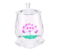 Toyvian Coppa Acqua Buddista in Vetro con Design Loto Dorato Ciotola Offerta Acqua per Altare e Tempio Tazza Sacra per Culto e Meditazione Piccola e Portatile Decorazione Zen Elegante