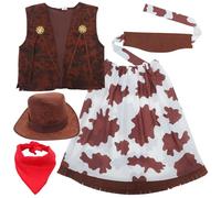 Toyvian Costume da Cowgirl Donna con Gilet, Cappello e Bandana Non Tessuto, Materiale Confortevole per Halloween e Feste a Tema Western Autentico