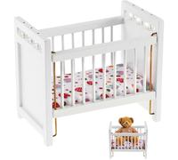 Toyvian Culla per Bambini, Mini Letto, Accessori per Casa Delle Bambole in Miniatura, Mobili per Casa Delle Bambole Bianchi, Ornamento, Giocattolo Decorativo per Esposizione Nella Cameretta Dei