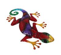 Toyvian Decorazione da Parete Geco in Ferro Battuto Rosso Viola, Scultura Murale da Giardino e Casa, Ornamento da Appendere per Camera, Studio e Spazi Esterni