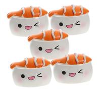 Toyvian Decorazione Da Scrivania Sushi in Resina a Tema Cartoni Animati, Mini Statua Di Cibo Creativo Per Micro Paesaggi e Ornamento Regalo Set Da 5 Pezzi