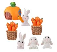 Toyvian Decorazione Pasquale 9 Pezzi di Statuine di Coniglio e Carota in Miniatura, Ornamento Coniglio e Cestino di Paglia per Giardino, Soggiorno e Tavola, Decorazioni in