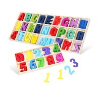 Toyvian e in Legno Colorato Puzzle Sicure per Apprendimento Precoce Blocchi Educativi in Legno Levigato Didattico per Sviluppo Linguistico e Cognitivo