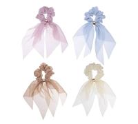 Toyvian Elastici per Chioma Fiocco in Raso 4 Pezzi Elastici per Coda di Cavallo Femminili Morbidi e Confortevoli Accessori per Chioma da Donna e Ragazza per Ufficio Scuola e Uso