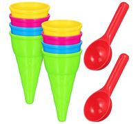 Toyvian Giocattoli da Spiaggia per Bambini - Set di 10 Coni Gelato da Spiaggia, Coni Gelato in Plastica, Coppette E Paletta, Set di Stampini per Sabbiera Estiva per Giochi All'aperto, Attività in