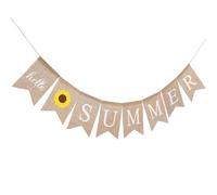 Toyvian Happy Summer Banner Garland Ciao Lettere Estive Lino Banner a coda di rondine Banner Hawaii Party Bunting Banner Girasole Lino Forma A Coda di Rondine Decorazione Del Partito Bunting Banner