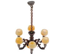 Toyvian Lampadario in Miniatura in Scala 1/12 Per Casa Delle Bambole Di Lampada Da Soffitto Vintage Rossa Per L'arredamento Della Casa