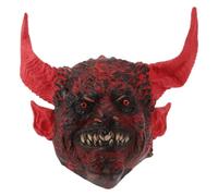 Toyvian Maschera Demone con Corna Rosse, Volto Intero per Feste | Effetto Realistico 3d, Trama a Rete Sottile, Vestibilità Flessibile, per Mascherate e Halloween