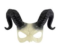 Toyvian Maschera di Halloween Bianca Corna da Diavolo Mezza Faccia in Plastica Aspetto Realistico, Facile da Indossare per Eventi Festivi e Giochi di Ruolo