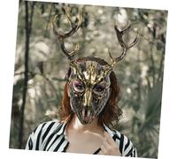 Toyvian Maschera Faccia con Corna Cervo Staccabili per Halloween e Masquerade Maschera Animale Traspirante e Confortevole Adatta Feste Teatrali