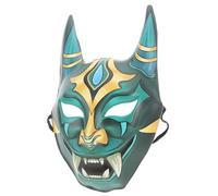 Toyvian Maschera Giapponese Autentica per Cosplay e Teatro Design Intricato Verde Adatta Uomini e Donne Riutilizzabile per Feste Halloween e Performance
