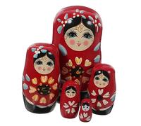 Toyvian Matrioska Legno Dipinte Mano Incastri Educativi per Design Rosso