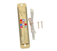 Toyvian Mezuzah in Metallo con Pergamena Ebraica Tradizionale Decorazione per Porta Casa con Protezione Spirituale Design Dorato per Famiglia e Benedizioni Adatto per Montaggio su Telaio