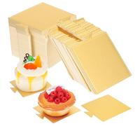 Toyvian Mini Sottotorta Quadrata in Cartone Dorato Per Torte Mousse, Basi Per Torte Da Festa Usa e Getta, Vassoi Per Esposizione Dolci, Set Da 100 Pezzi Per Uso Domestico e Pasticceria