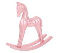 Toyvian Miniatura Cavallo Dondolo in Legno con Finitura Perlata Rosa Decorazione da Tavolo con Movimento Oscillante Ornamento Unico per Casa e Ufficio