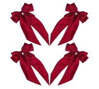 Toyvian Mollette per Chioma per Acconciature Quotidiane e Occasioni Speciali 4 Pezzi con Fiocco Grande Rosso e Lega, Design Comodo e Facile da Aprire, Accessori Eleganti