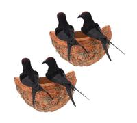 Toyvian Nido di rondine artificiale, modello di nido d'uccello, decorazione con 2 nidi di rondine e 4 statuine di uccelli di simulazione, accessorio fotografico per balcone, giardino, casa, 16 x 15 x
