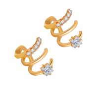 Toyvian Orecchini a Clip Dorati Pietre Zirconia Cubica Multistrato, Accessori Creativi le Orecchie senza Piercing, Decorazione Elegante per Donne, Regalo per Compleanni e Occasioni