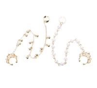 Toyvian Orecchini da Naso Finti Art Deco con Catena e Nappa Stile Punk Set 2 Pezzi in Simil Perla Dorata Accessori Leggeri per Donna per Occasioni Multiple