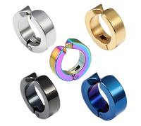 Toyvian Orecchini da Uomo Punk Clip in Acciaio Inossidabile 5 Pezzi Colorati 13mm Accessori Auricolari Moda Unisex senza Foratura Colore Casuale