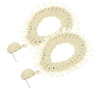 Toyvian Orecchini in Rafia a Goccia Donna Orecchini Estivi Leggeri Stile Bohemien Accessori da Spiaggia Moda Stagionale Gioielli Pendenti Geometrici Beige Regalo per Donna