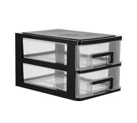 Toyvian Organizer Armadio a Cassetti in Plastica Trasparente e Nero, Cassettiera Salvaspazio a Doppio Strato, Mobiletto Portaoggetti Portatile per Ufficio e Studio