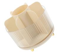 Toyvian Organizzatore Rotante per Pennelli da Trucco Piccolo Contenitore Porta Pennelli da Trucco senza Coperchio Colore Crema Organizer per Cosmetici e Scrivania Scomparti Multipli per