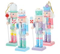 Toyvian Ornamenti Natalizi Con Schiaccianoci Caramelle Rosa 4 Pezzi In Legno Pastello Schiaccianoci Figure Di Soldati Schiaccianoci Tradizionali Natalizi Albero Di Natale Ciondolo Appeso