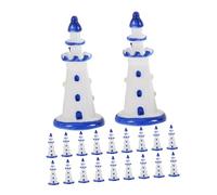 Toyvian Ornamento Faro In Miniatura Da 20 Pezzi Statua Di Faro In Resina Decorazione Per Torta Di Compleanno In Stile Mediterraneo Azzurro 13 X 059 Pollici