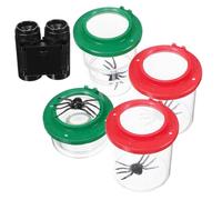 Toyvian Osservazione Insetti con Tazze Ingrandenti Regolabili Rosse e Verdi e Binocolo Nero Strumento Esplorazione Esterni in Abs Resistente per Visione Chiara e Sicura